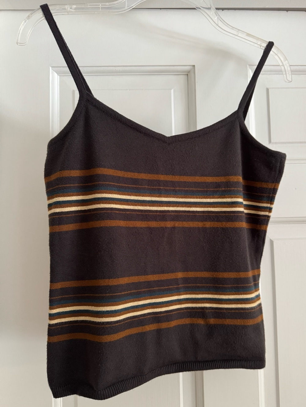 Vintage Emanuel Ungaro Striped Knit Cami Tank Top 90s Y2K M Rayon Nylon EUC